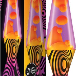 Lava? Lamp - 14.5” Groovy Gradient Flocked Base - The Original Motion Light - Yellow Wax and Purple Liquid - Item #2015