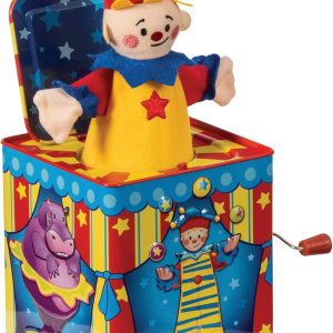 Schylling Silly Circus Jack in the Box - Classic Children-s Musical Toy - Colorful Embossed Tin Box and Friendly Plush - Age 18 months and Up